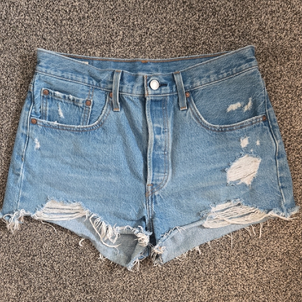 Levi's Distressed Blue Denim Shorts